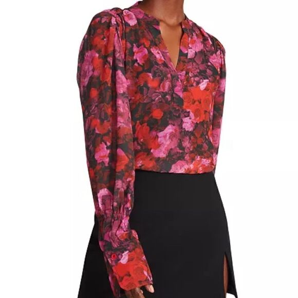 Steve Madden Hudson Chiffon Split-Neck top‎ size M BIN E - Picture 2 of 6